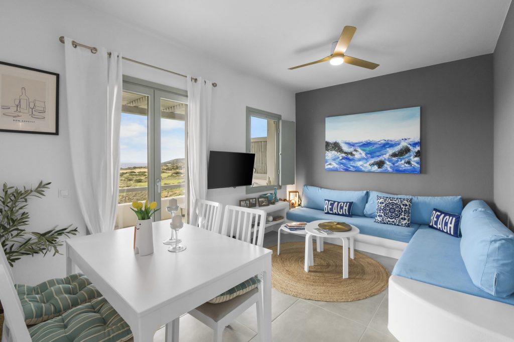 Sunlit lounge and dining space