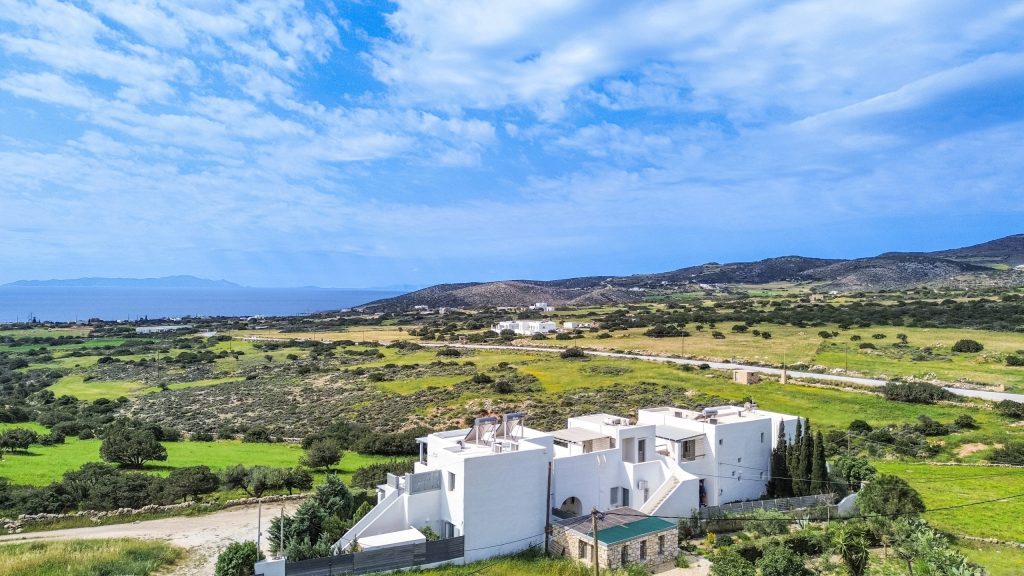 Aerial view of the Paros coastline